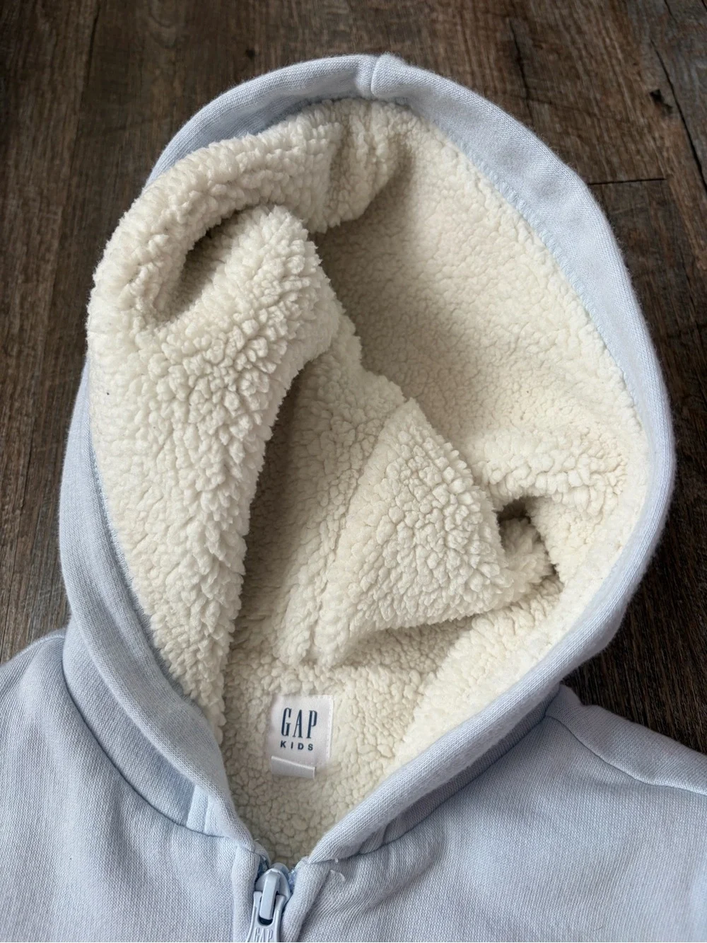 GAP Light Blue Sherpa Hoodie Jacket